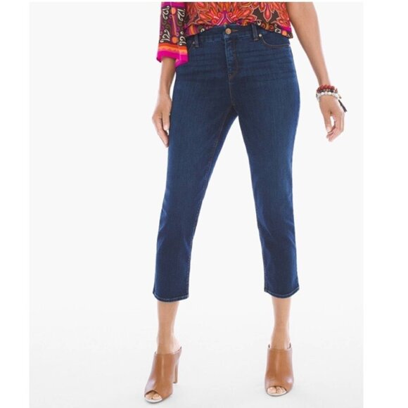 Chicos sz 2 (12) so slimming crop Jeans career casual comfort stretch EUC L - Picture 2 of 8